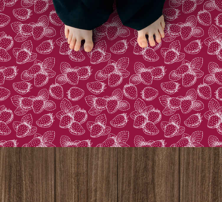 Cute seamless strawberry pattern kitchen floor - TenStickers