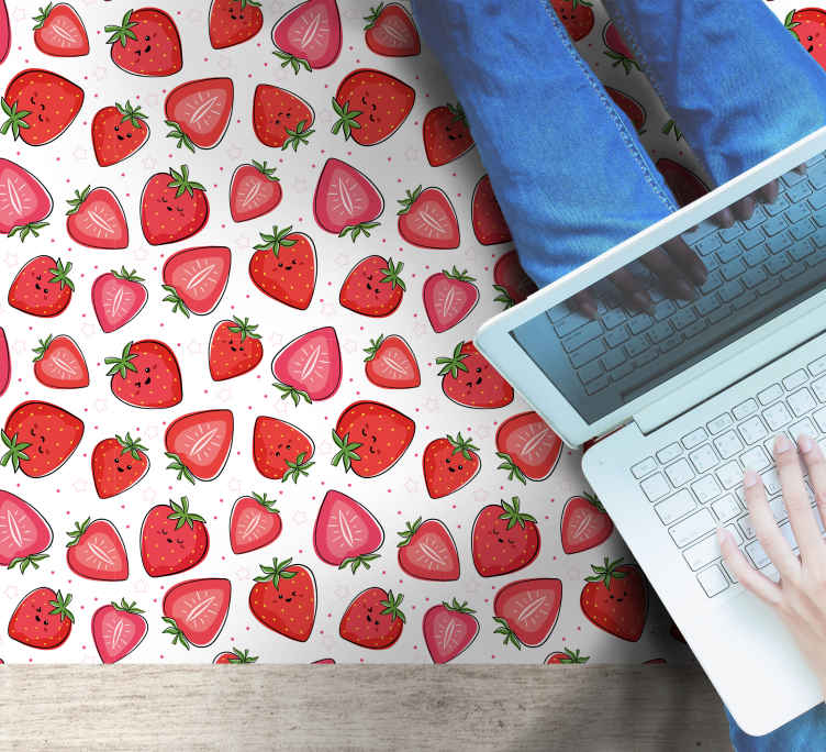 Smiling strawberries seamless kitchen flooring TenStickers