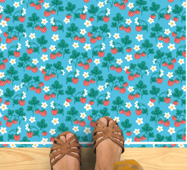 Strawberries flowers design kitchen flooring TenStickers