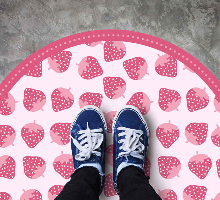 Alfombra vinílica cocina patrón de fresa dulce - TenVinilo