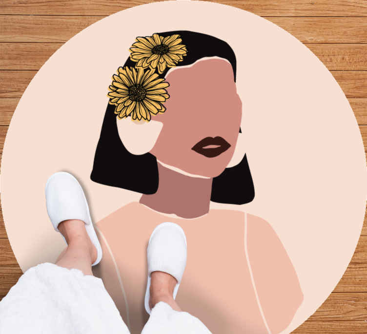 Bloemenportret vinyl tapijt bloemen en planten - TenStickers