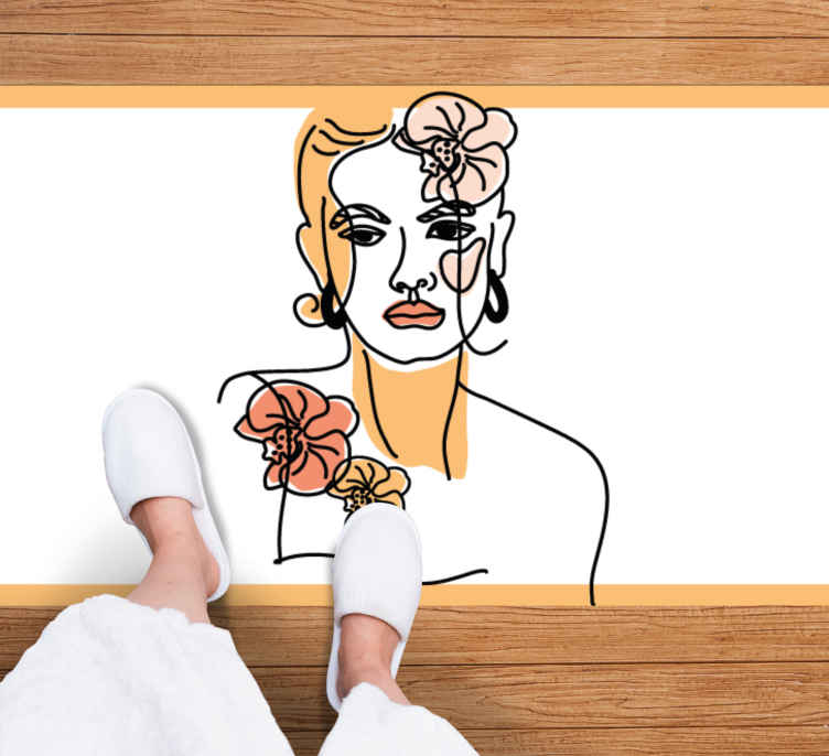 Stylish Floral Portrait modern vinyl rug - TenStickers