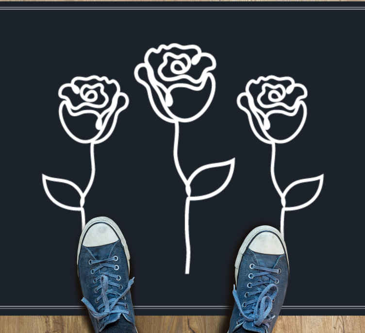 Botanical Sketch Representation flower vinyl rug - TenStickers