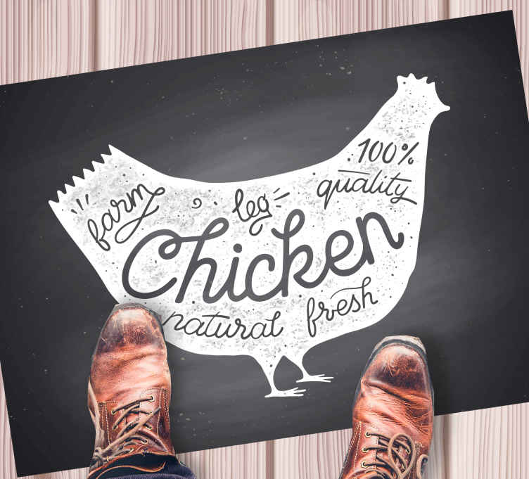 Alfombra vinílica cocina pollo fresco de granja - TenVinilo