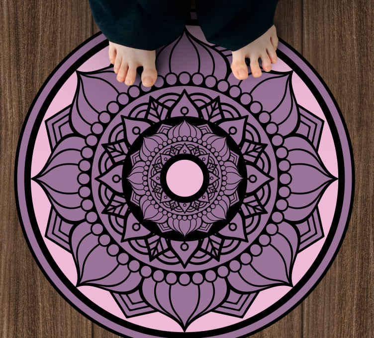 Tapis vinyle mandala motif floral circulaire - TenStickers