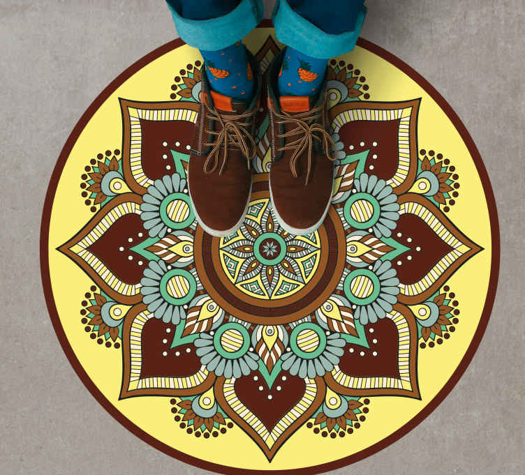 Alfombra vinílica mandala patrón adornado colorido - TenVinilo