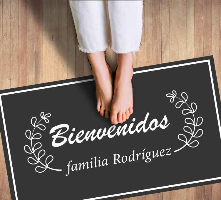 Alfombra vinílica personalizable Dos ramas de olivo bienvenidas - TenVinilo