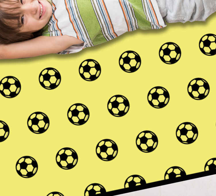 Geel voetbalpatroon vinyl tapijt spel - TenStickers