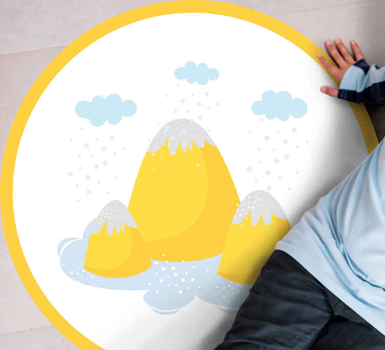 Montanhas amarelas com gotas de chuva tapete de vinil infantil - TenStickers