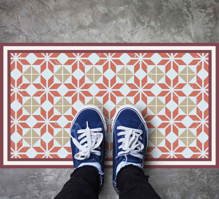 Dywan winylowy do kuchni biało-czerwony geometrycznych - TenStickers
