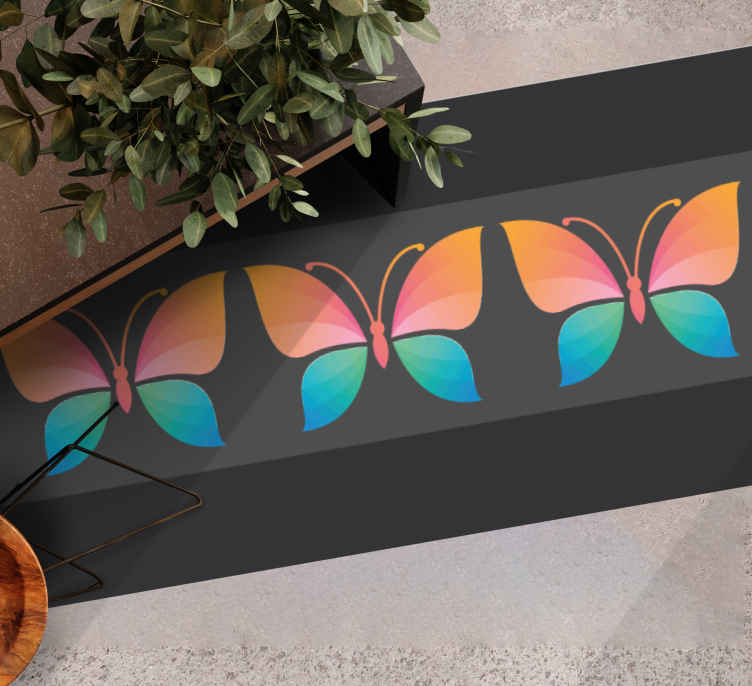 Alfombra vinílica naturaleza concepto de mariposa vibrante - TenVinilo