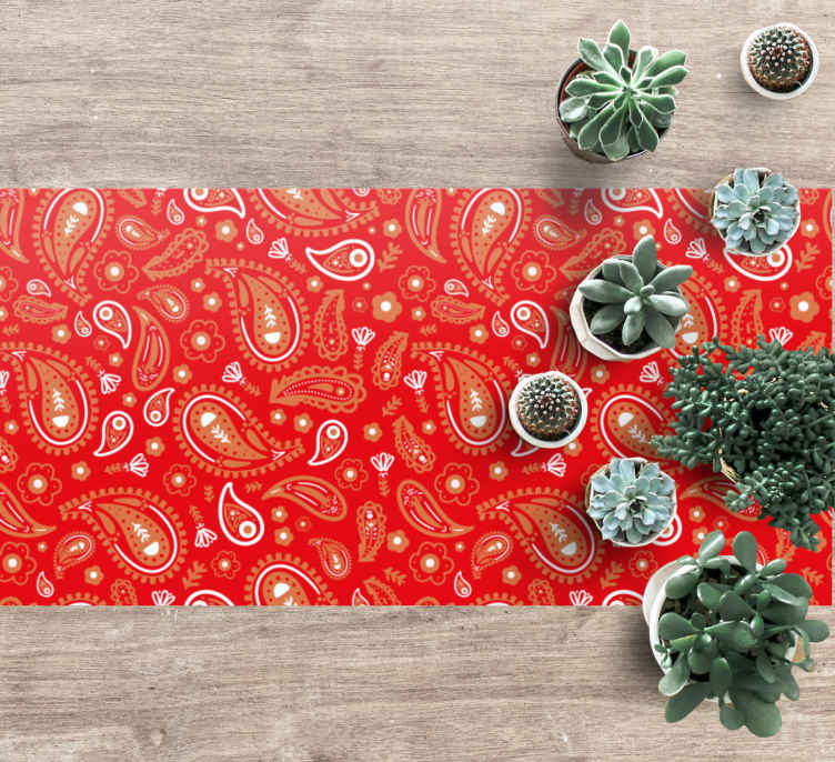 Tapis vinyle cuisine vinylee cachemire rouge et orange - TenStickers