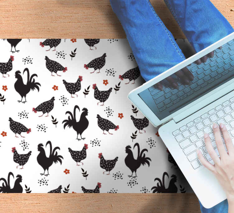 Siyah beyaz horoz hayvan halısı - TenStickers