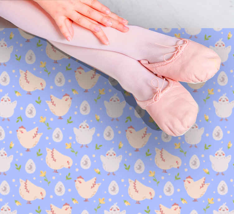 Alfombra vinílica infantil delicioso motivo de pollos - TenVinilo