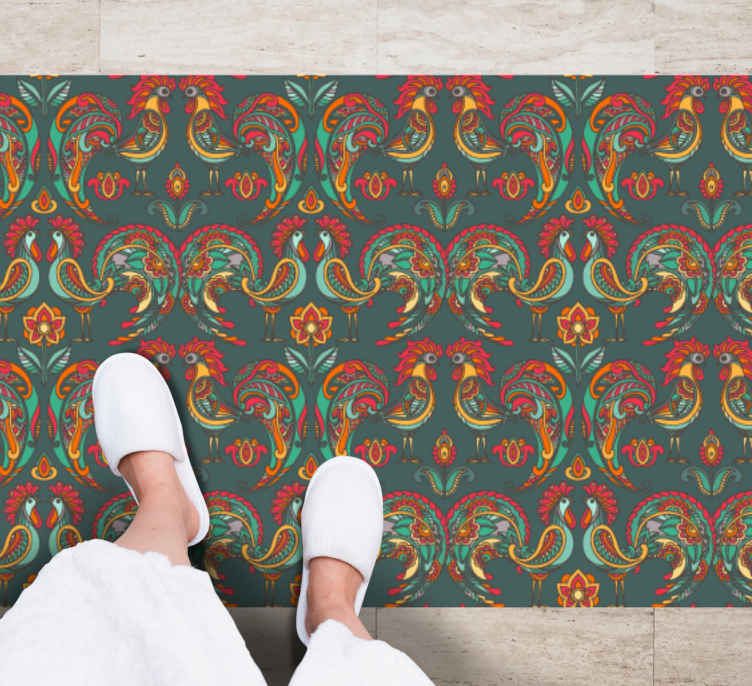 Alfombra vinílica mosaico motivos folclóricos coloridos - TenVinilo