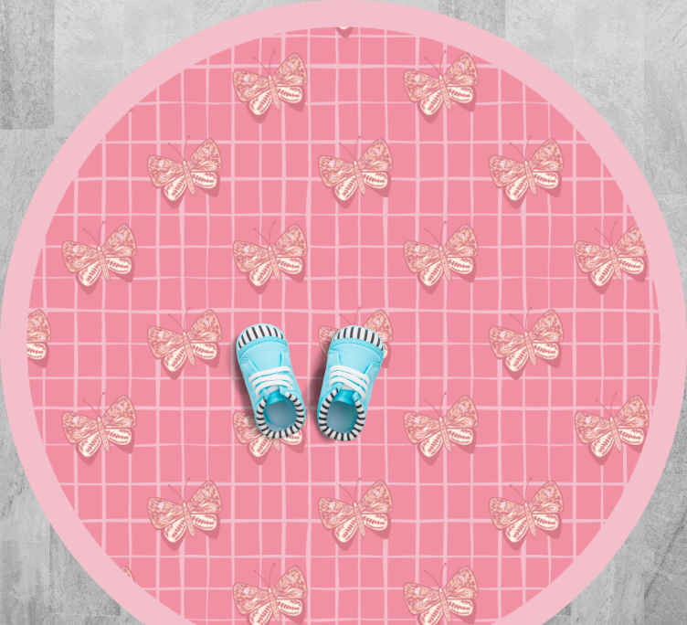 Alfombra vinilo salón Patrón de cuadros con mariposas