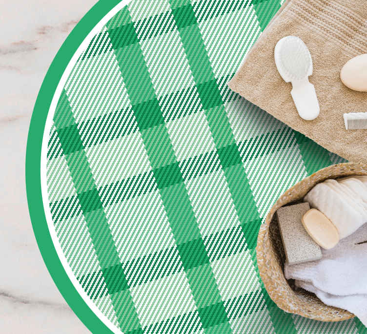 Green Plaid Pattern circular vinyl rug - TenStickers