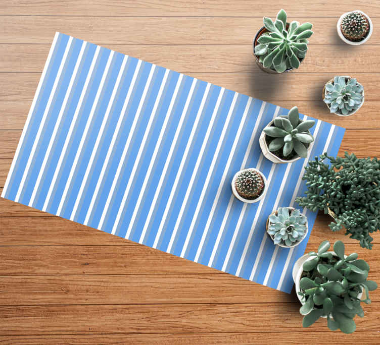 Tappeto vinile strisce disegno blu e bianco - TenStickers