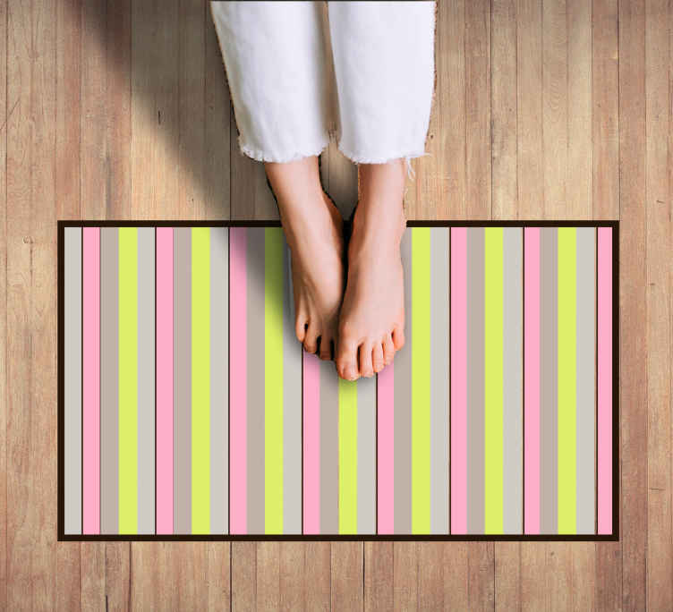 Pink and yellow vertical stripes bedroom rug - TenStickers