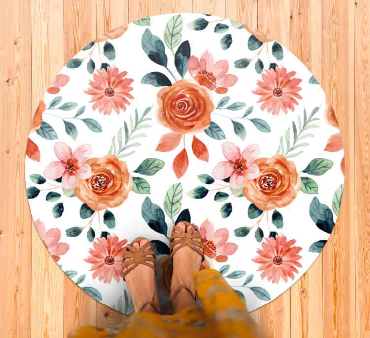 Watercolor delicate flowers circular mat TenStickers