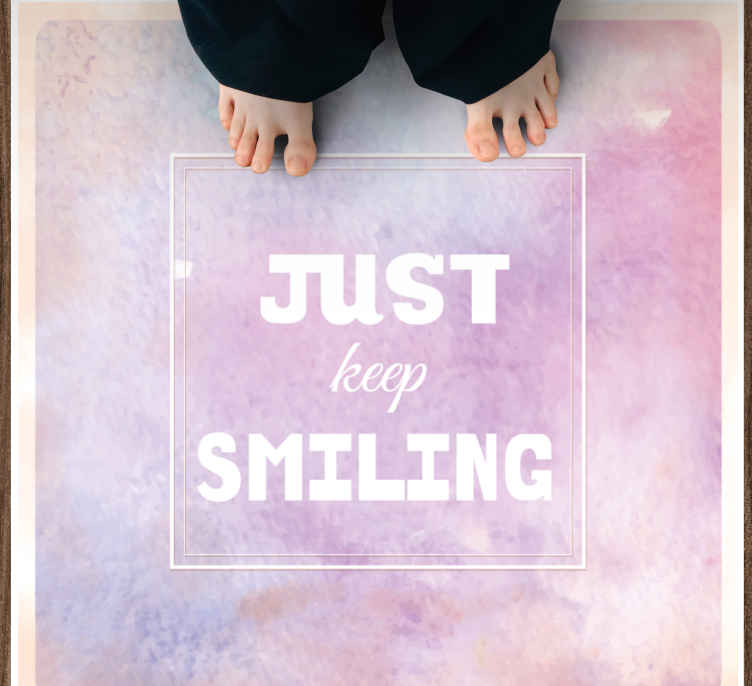 Tappeto in vinile forma quadrata Continua a sorridere acquerello