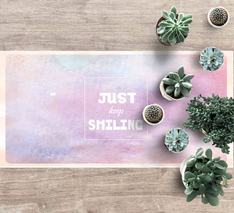 Passatoia in vinile rettangolare Continua a sorridere acquerello