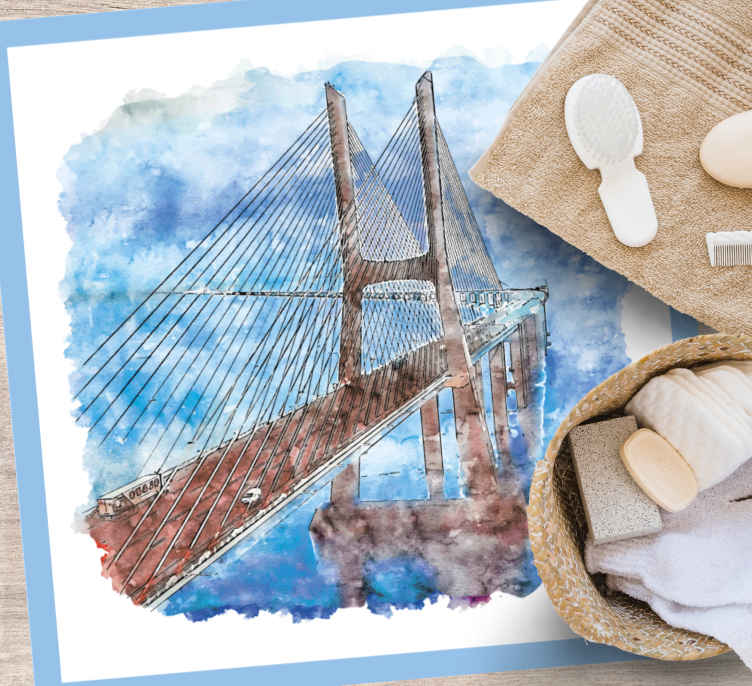 Asma köprü sanat eseri banyo pvc halı - TenStickers