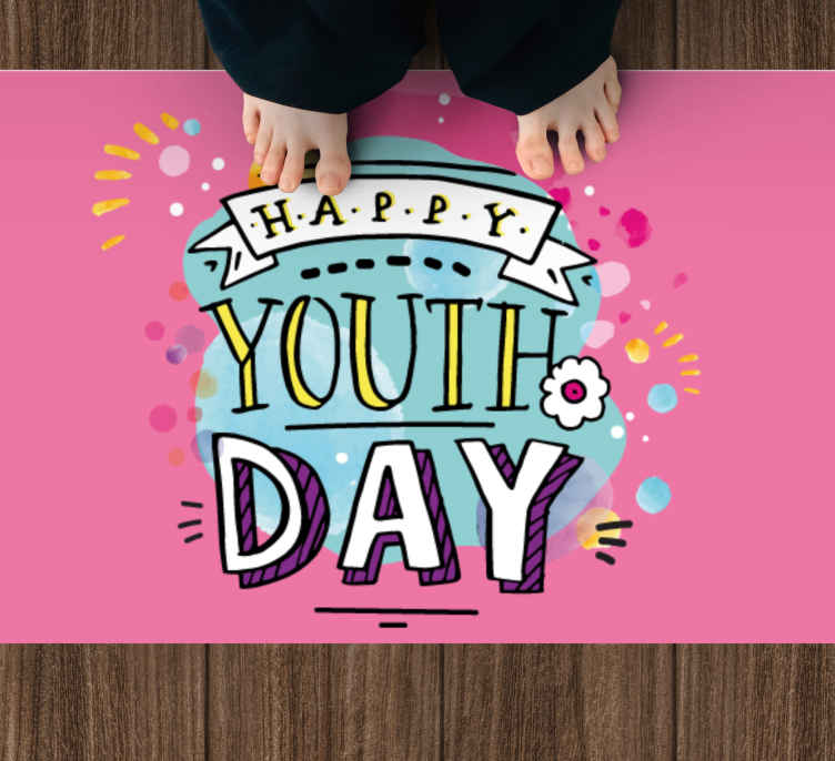 Alfombra vinilica rectangular Feliz dia de la juventud acuarela