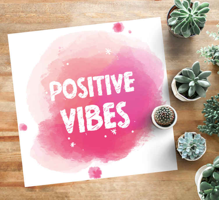 Tapis Vinyl Avec Citation Ondes Positives A L Aquarelle Tenstickers