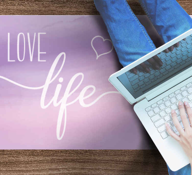 Passatoia in vinile rettangolare Ama la vita su una macchia di ac