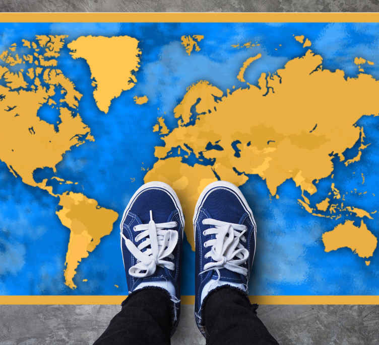 Cor brilhante com tapete de mapa de continentes marrom - TenStickers