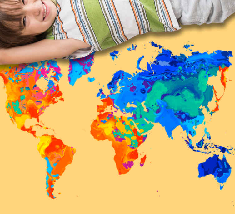 Tinta respingada no tapete do mapa mundial da terra - TenStickers