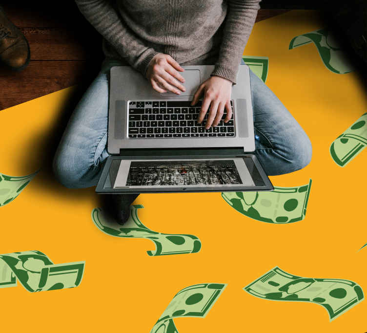 Money Flow Pattern modern vinyl rug - TenStickers
