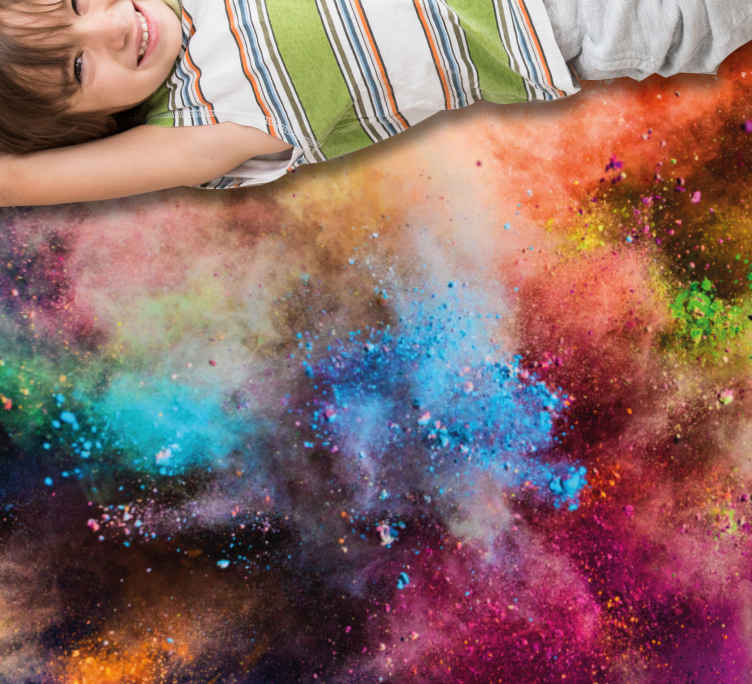 Alfombra vinílica infantil explosión de color cósmico - TenVinilo