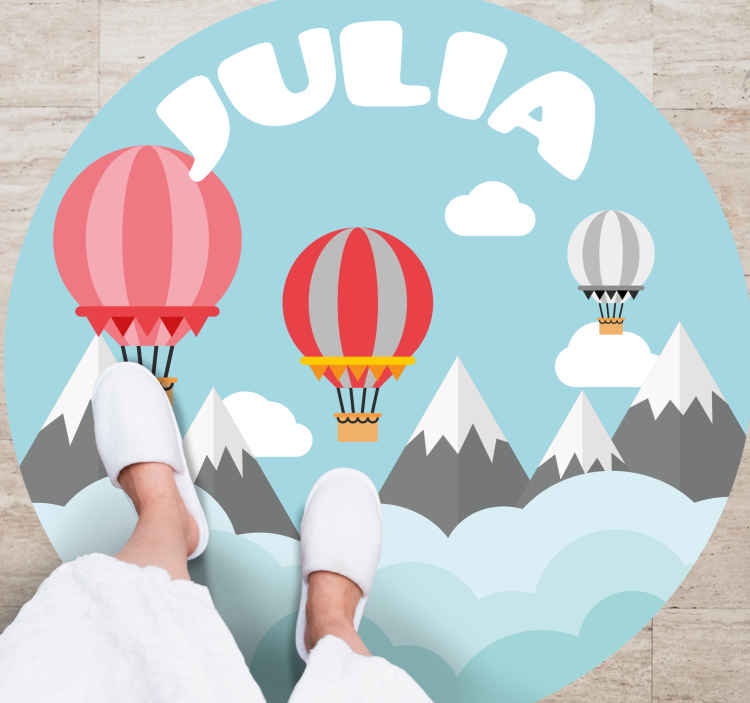 Drugi vinil podovi planine i baloni s imenom - TenStickers