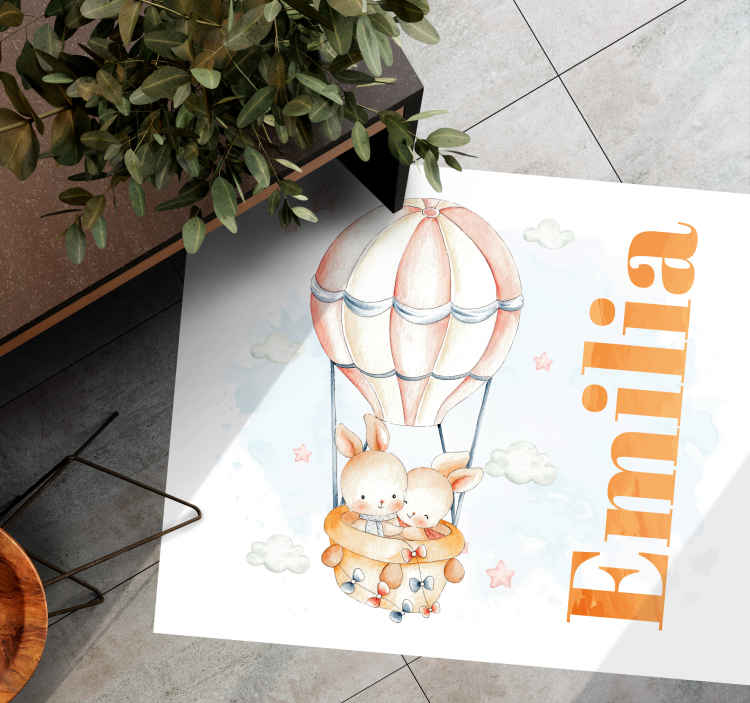 Pastel balloon with animals personalised mat - TenStickers