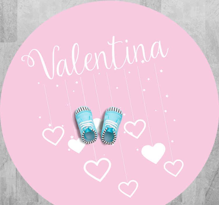 Tapis vinyle autres tapis coeurs roses suspendus avec nom - TenStickers