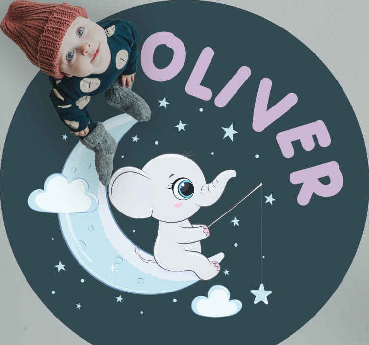 Elefante rodeado por estrelas tapete personalizado - TenStickers