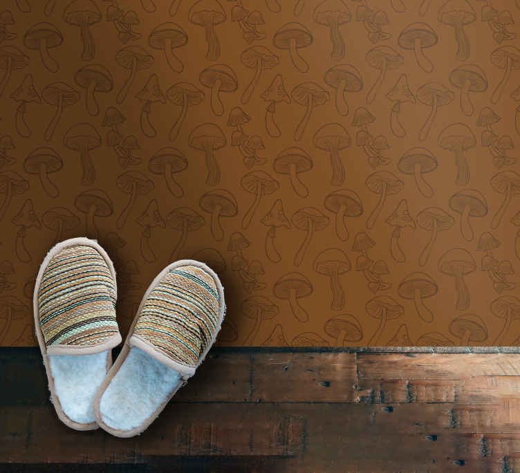 Passatoia in vinile cucina Modello di fungo sagoma marrone