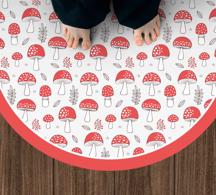 Passatoia in vinile cucina Modello adorabile di funghi rossi