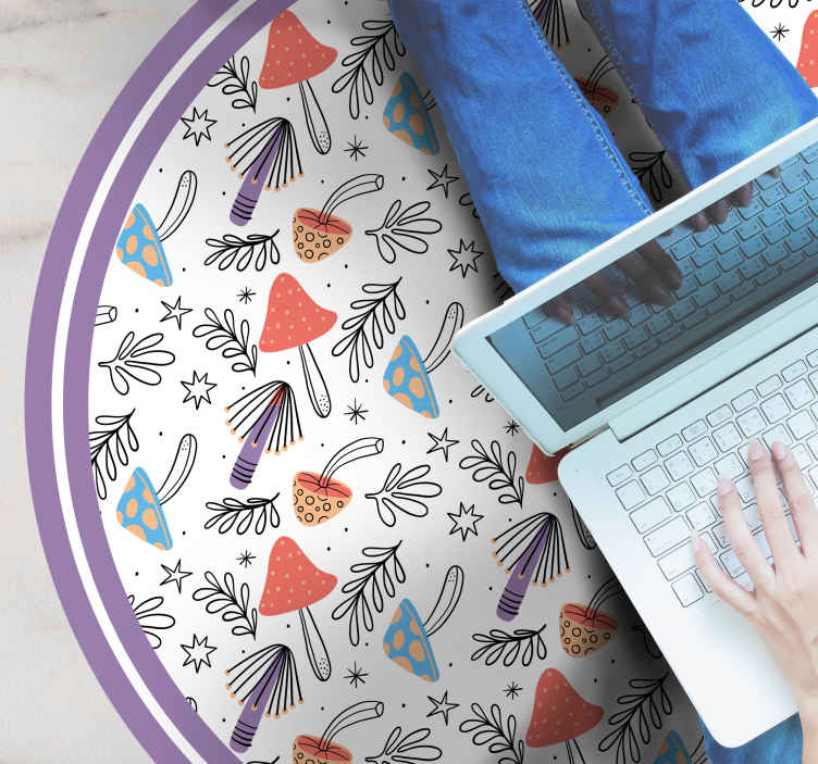 Passatoia in vinile cucina Funghi colorati dipinti a mano