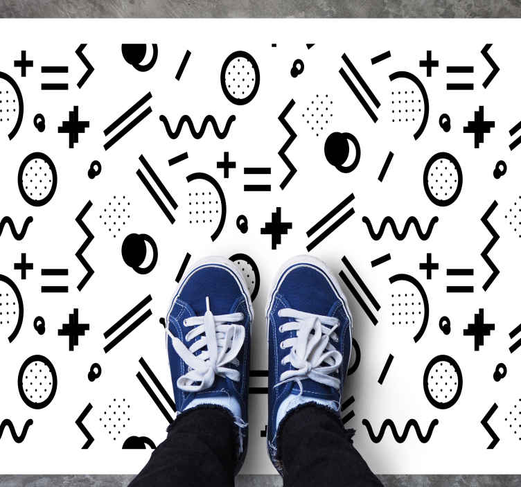 Tappeto in pvc minimalista Modello di figure in bianco e nero nor