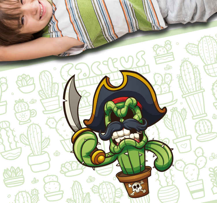 Alfombras de vinilo modernas Pirata de dibujos animados de cactus