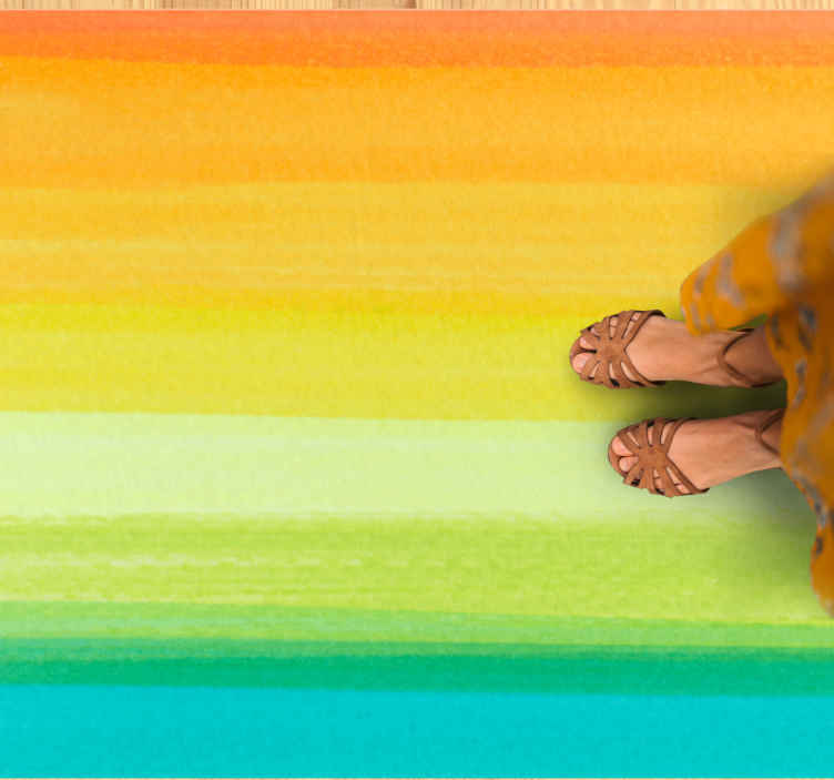 Vibrant Gradient Lines living room vinyl rug - TenStickers