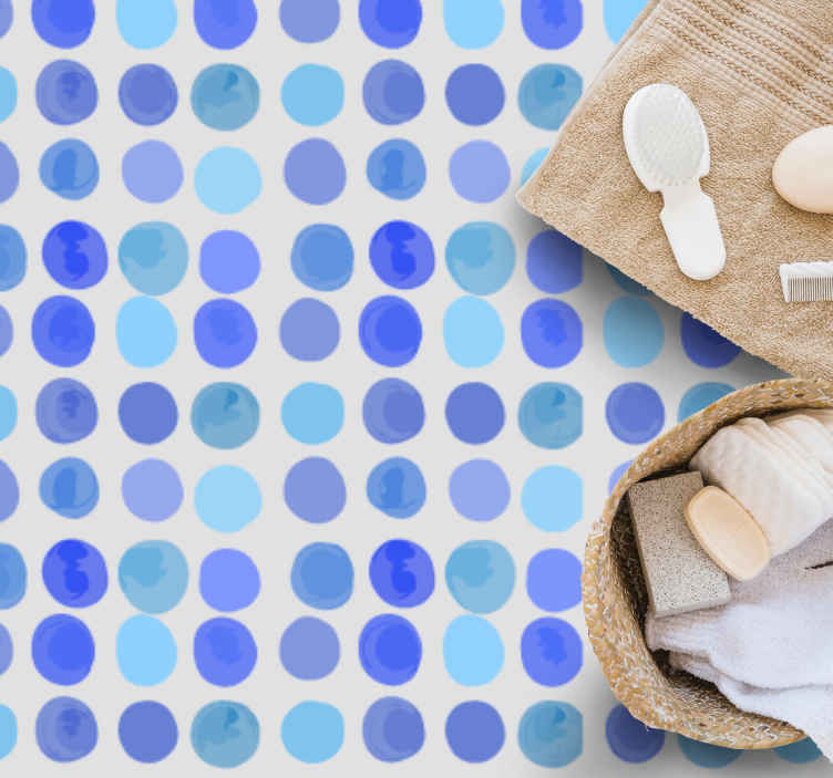 Tappeto in vinile con forme geometriche Polka acquerello blu scur