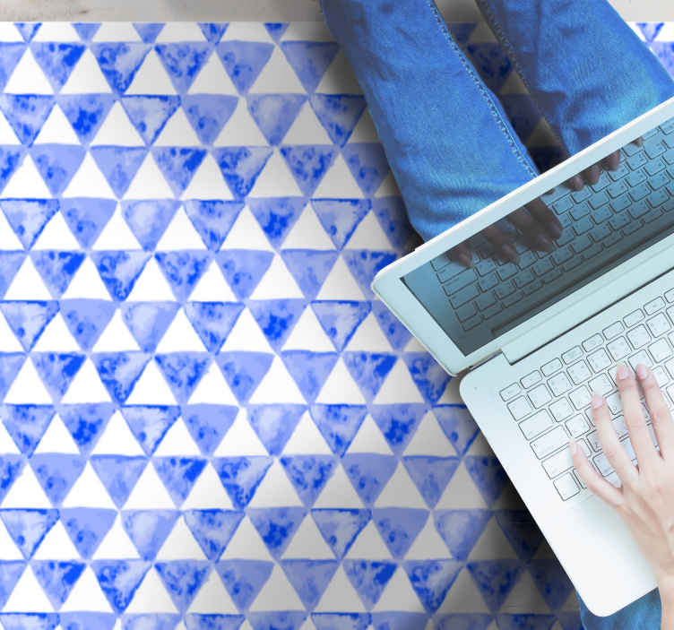 Tappeto in vinile con forme geometriche Triangoli acquerelli blu