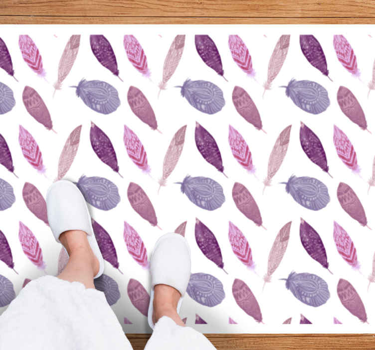 Tapis vinyle nature motif de plumes vibrantes - TenStickers