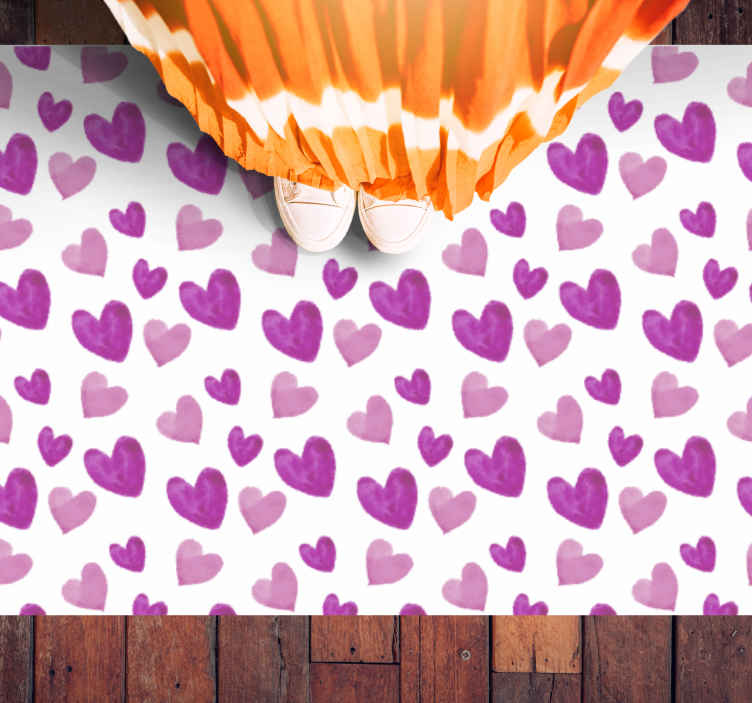 Tappeto in pvc nordico Motivo cuori rosa acquerello