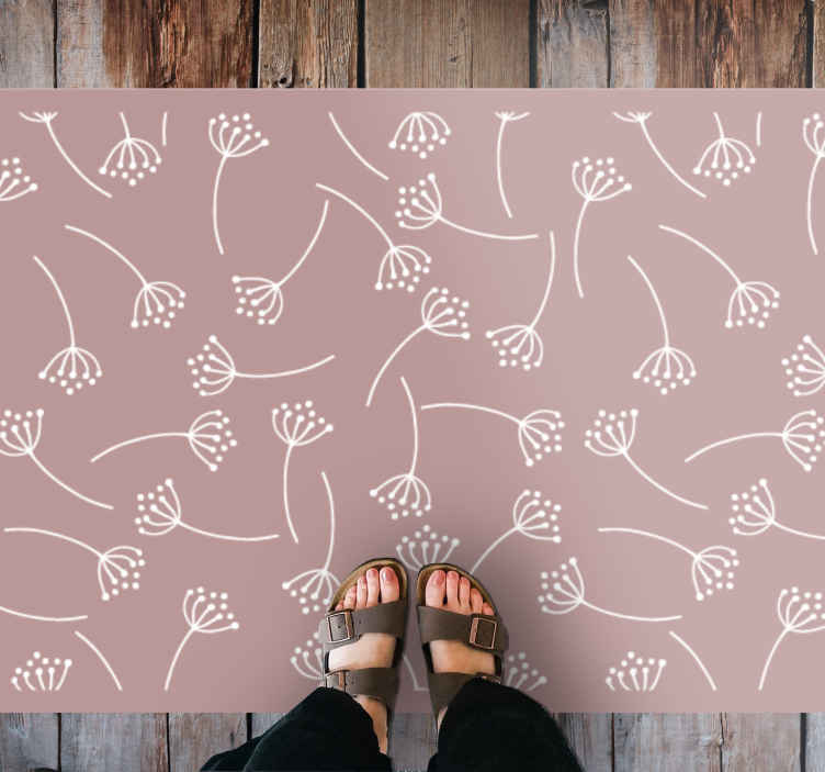 Alfombra vinílica naturaleza patrón floral suave - TenVinilo