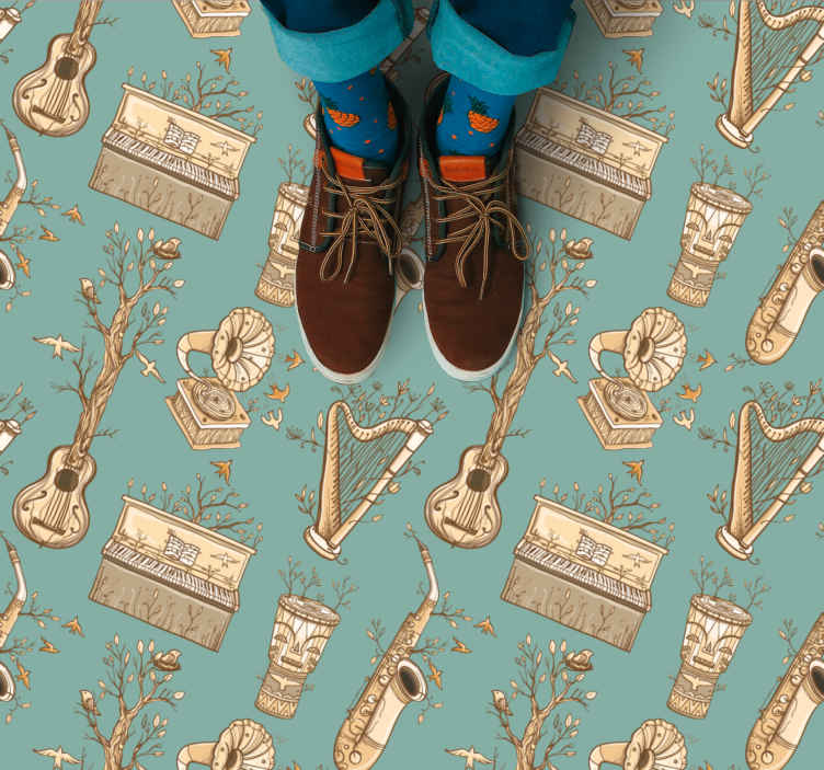 Alfombra vinílica infantil instrumentos musicales - TenVinilo